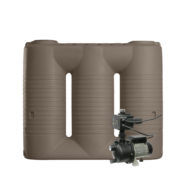 Clay Brown 2,000L Slimline Water Tank SLR and UP-TECH40PC Pump