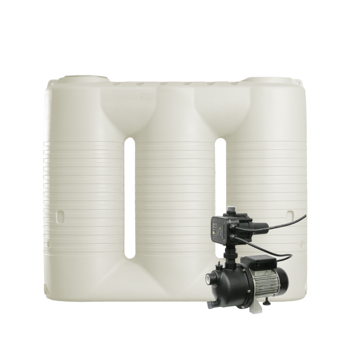 Off White 2,000L Slimline Water Tank SLR and UP-TECH40PC Pump