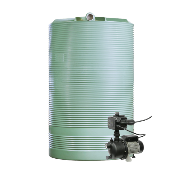 Green 2,100L Round Corrugated Tank and UP-TECH40PC Pump