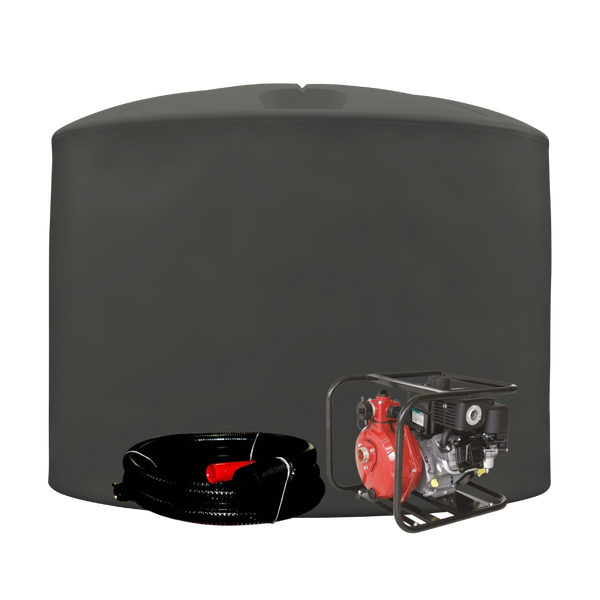 Monument Grey 45,400L Straight Wall Tank and 6.5HP Briggs & Stratton Single Stage Fire Pump and Hose Kit