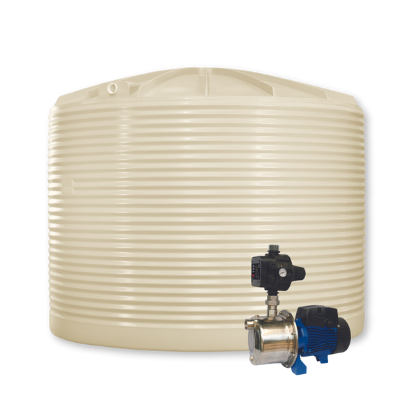 Smooth Cream 23,650L Round Corrugated Tank and Bianco BIA-INOX60S2MPCX Pump