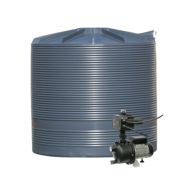 Blue 2,275L Round Corrugated Tank and UP-TECH40PC Pump