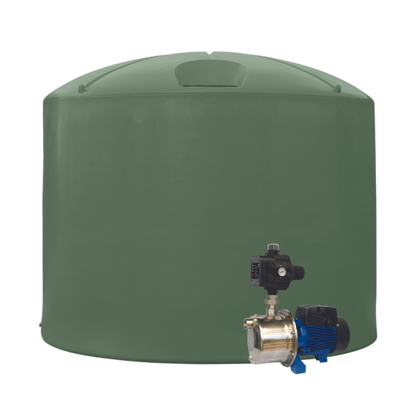 Dark Green 30,000L Round Straight Wall Tank and Bianco BIA-INOX60S2MPCX Pump