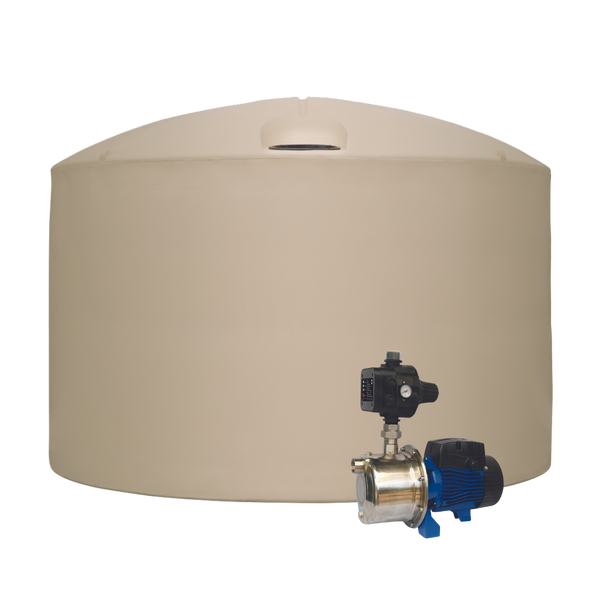 Cream 22,700L Round Straight Wall Tank and Bianco BIA-INOX60S2MPCX Pump